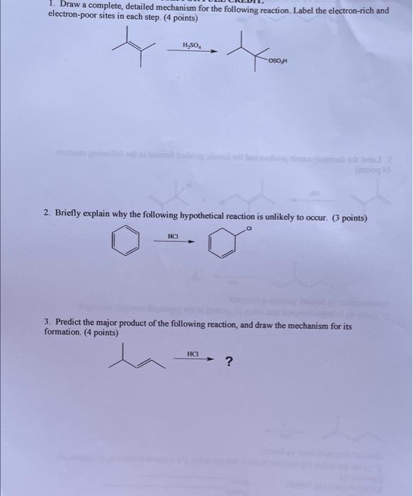 1 Draw A Complete Detailed Mechanism For The Following Reaction Label The Electron Rich And Electron Poor Sites In Ea 1