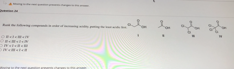 Moving To The Next Question Prevents Changes To This Answer Question 24 Rank The Following Compounds In Order Of Incr 1