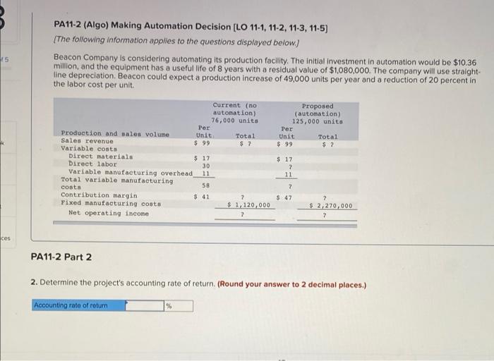 Pa11 2 Algo Making Automation Decision Lo 11 1 11 2 11 3 11 5 The Following Information Applies To The Questions 1