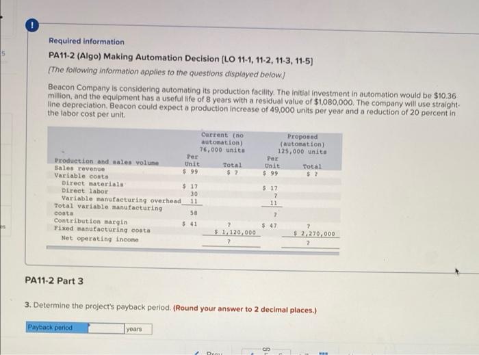 5 Required Information Pa11 2 Algo Making Automation Decision Lo 11 1 11 2 11 3 11 5 The Following Information A 1