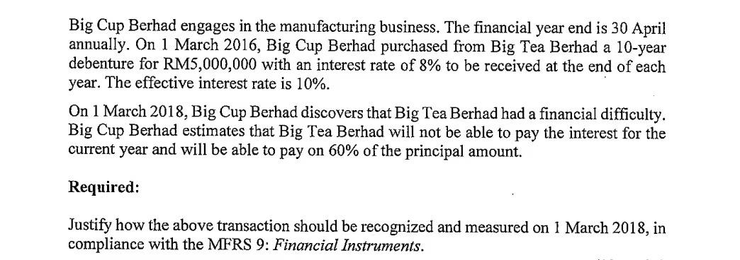 Big Cup Berhad Engages In The Manufacturing Business The Financial Year End Is 30 April Annually On 1 March 2016 Big 1