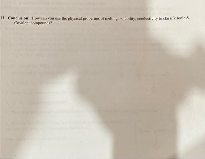 11 Conclusion How Can You Use The Physical Properties Of Melting Solubility Conductivity To Classify Ionic Covalen 1