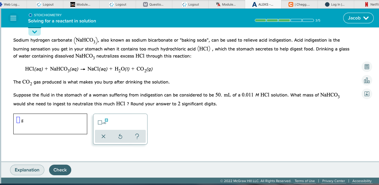 Web Log Logout O Stoichiometry Solving For A Reactant In Solution Explanation Module Check Logout X10 5 M Questio 1