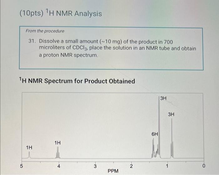10pts H Nmr Analysis H Nmr Spectrum For Product Obtained 10 From The Procedure 31 Dissolve A Small Amount 10 Mg 1