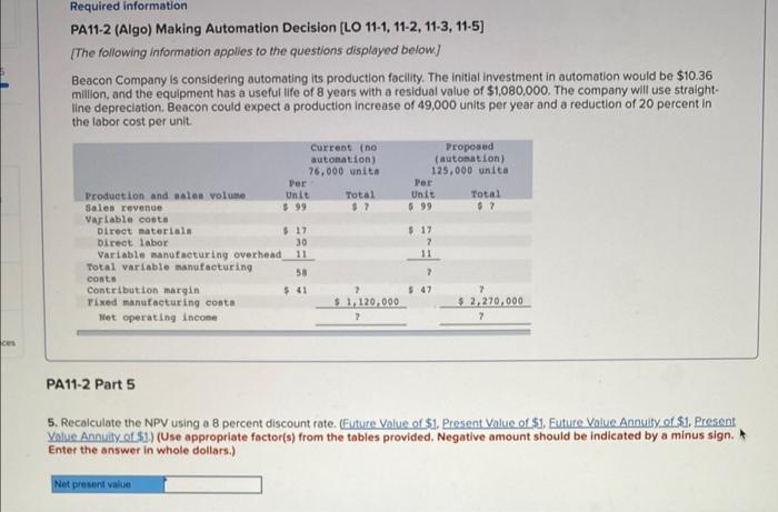 Required Information Pa11 2 Algo Making Automation Decision Lo 11 1 11 2 1 3 11 5 The Following Information Appl 1