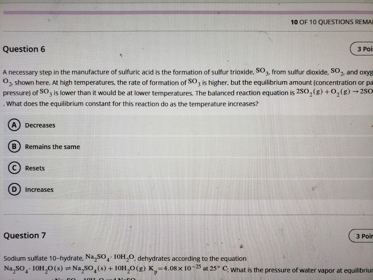 Question 9 If You Observe The Following Reaction At Equilibrium It Is Possible To Tell Whether The Reaction Started Wit 3