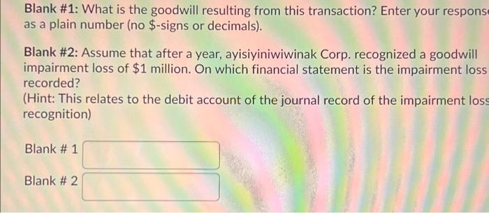 Assume That Ayisiyiniwiwinak Corp Paid 30 Million To Purchase 10 Trees Inc Below Is A Summary Of The Balance Sheet Of 2