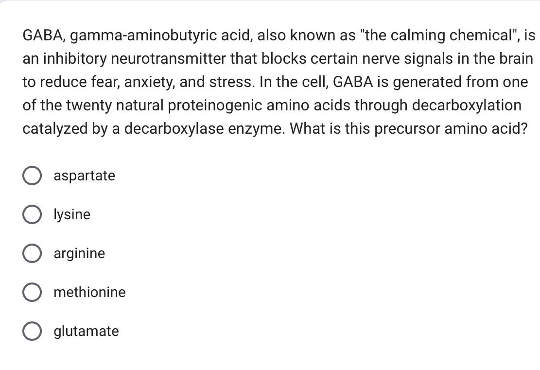 Gaba Gamma Aminobutyric Acid Also Known As The Calming Chemical Is An Inhibitory Neurotransmitter That Blocks Certa 1
