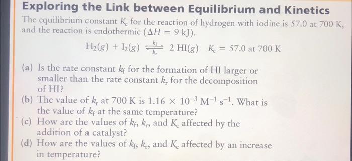 Exploring The Link Between Equilibrium And Kinetics The Equilibrium Constant K For The Reaction Of Hydrogen With Iodine 2