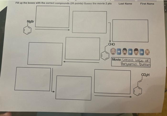 Fill Up The Boxes With The Correct Compounds 20 Points Guess The Movie 2 Pts Mgbr Cho Last Name First Name Movie Curi 1