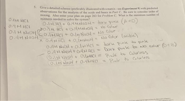 Experiment 21 C Four Acid And Base Unknowns 1 Give Your Scheme See Prelaboratory Exercise 5 For Identifying The Fou 3