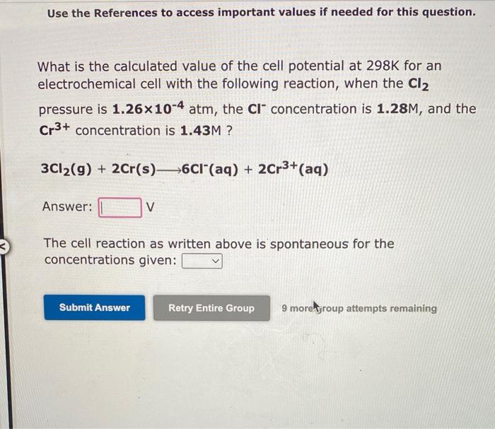 Use The References To Access Important Values If Needed For This Question What Is The Calculated Value Of The Cell Pote 1