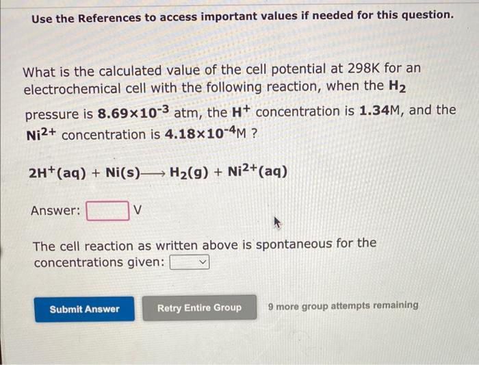 Use The References To Access Important Values If Needed For This Question What Is The Calculated Value Of The Cell Pote 2