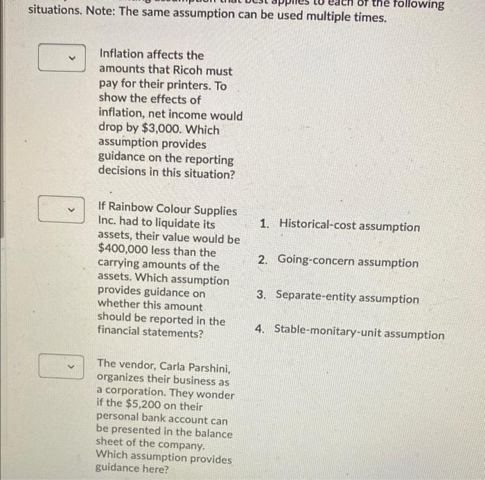 Of The Following Situations Note The Same Assumption Can Be Used Multiple Times Inflation Affects The Amounts That Ri 3