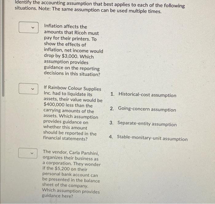 Of The Following Situations Note The Same Assumption Can Be Used Multiple Times Inflation Affects The Amounts That Ri 5