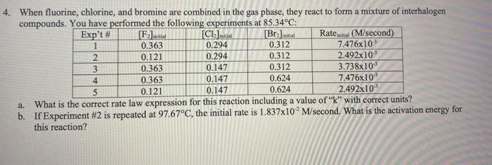 4 When Fluorine Chlorine And Bromine Are Combined In The Gas Phase They React To Form A Mixture Of Interhalogen Comp 1
