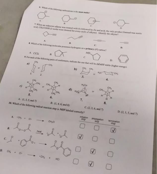 B A Ch D Ch Which Of The Following Molecules Possesses Hydrogens On A Primary 1 Carbon Ho Which Of The Foll 1