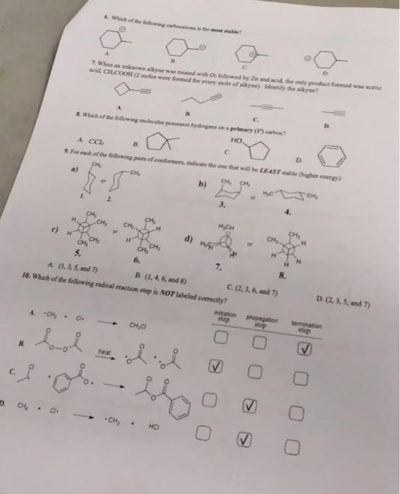 C R 4 Ch Ch C Which Of The Following Molecules Possesses Hydrogms In A Primary 1 Carbon Ho A A C A Ccl D 9 Fo 1