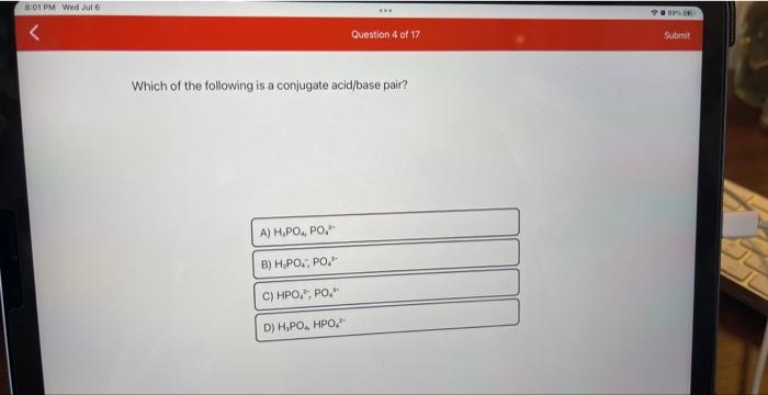 Question 2 Of 17 What Is The Ph Of A 5 5 X 10 4 M Hcio Solution 1 2 3 800 5 6 8 9 47 00 0 X C X 100 Submit 8 01 2