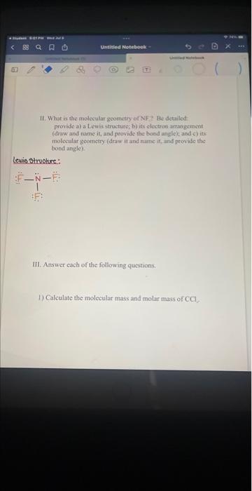 Qo 073 9 Untitled Notebook Lewis Structure F N F Ii What Is The Molecular Geometry Of Nf Be Detailed Provide A A 1