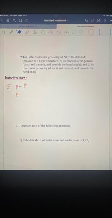 Qo 073 9 Untitled Notebook Lewis Structure F N F Ii What Is The Molecular Geometry Of Nf Be Detailed Provide A A 3