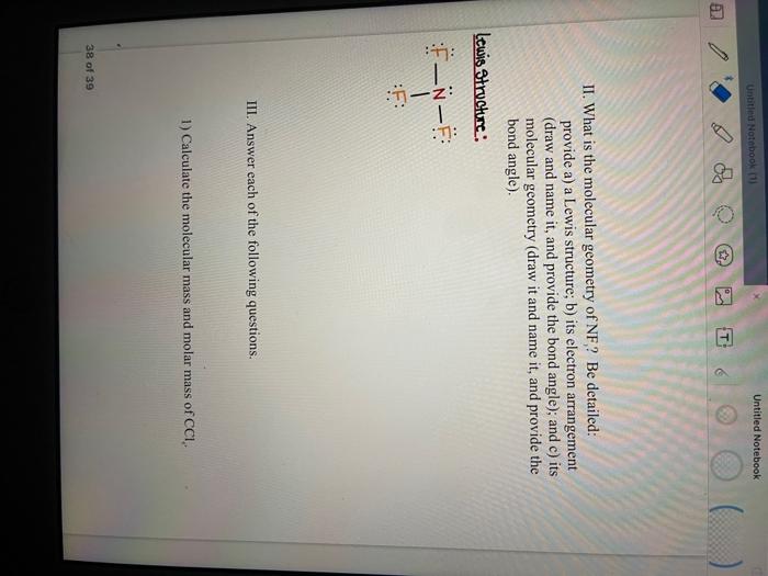 Untitled Notebook 1 Lewis Structure N F D 38 Of 39 Ii What Is The Molecular Geometry Of Nf Be Detailed Provide A 1