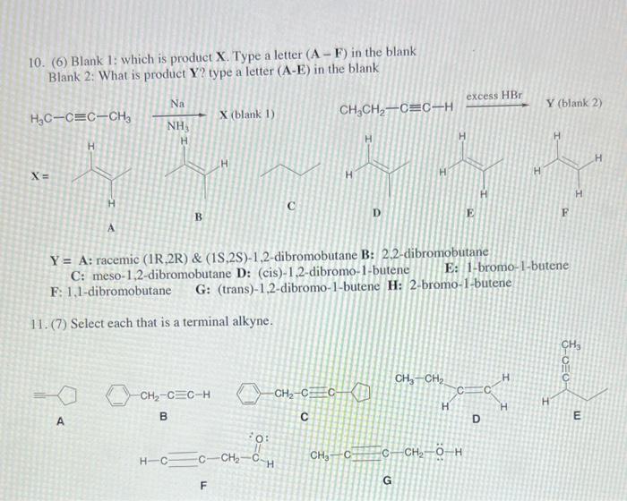 10 6 Blank 1 Which Is Product X Type A Letter A F In The Blank Blank 2 What Is Product Y Type A Letter A E In 1