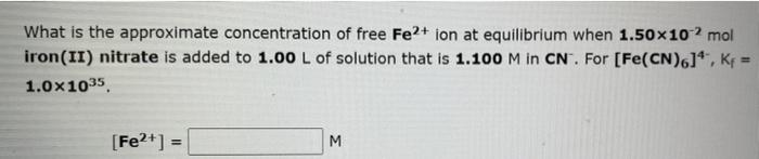 What Is The Approximate Concentration Of Free Al Ion At Equilibrium When 1 93 10 2 Mol Aluminum Nitrate Is Added To 1 2
