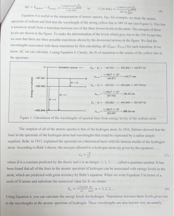 Table 3 Calculation Of Wavelengths In The Spectrum Of The H Atom In The Upper Half Of Each Box Write 4e The Differen 3