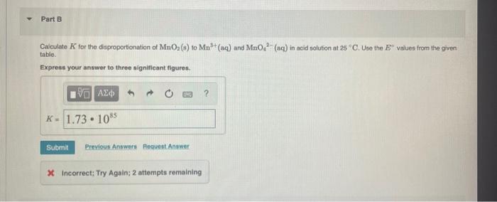 Calculate Ag And K For Each Reaction Rxn The Following Table Shows Standard Electrode Potentials For A Number Of Half R 4