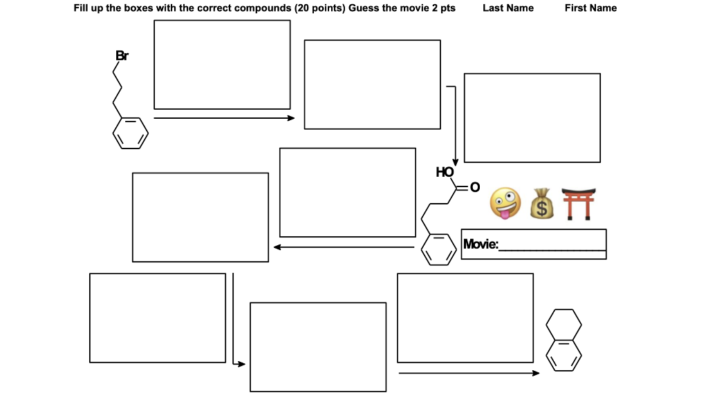 Fill Up The Boxes With The Correct Compounds 20 Points Guess The Movie 2 Pts Br Ho 0 Last Name Movie First Name 1