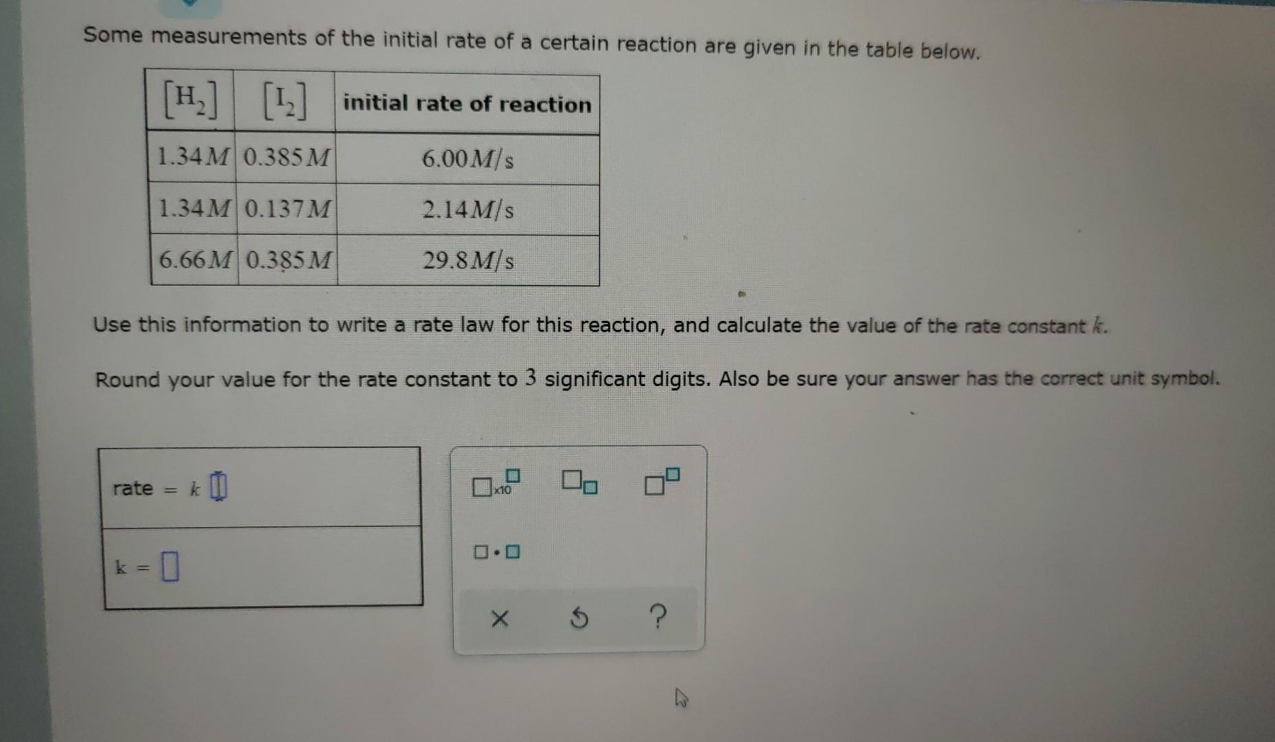 Some Measurements Of The Initial Rate Of A Certain Reaction Are Given In The Table Below 12 Initial Rate Of Reaction 1