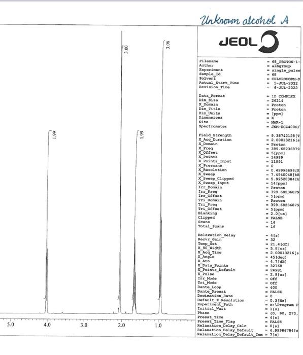 7 Analyze And Characterize The H Nmr Spectrum Of Your Ester And Report The Data Below According To Jacs Format Attach 3