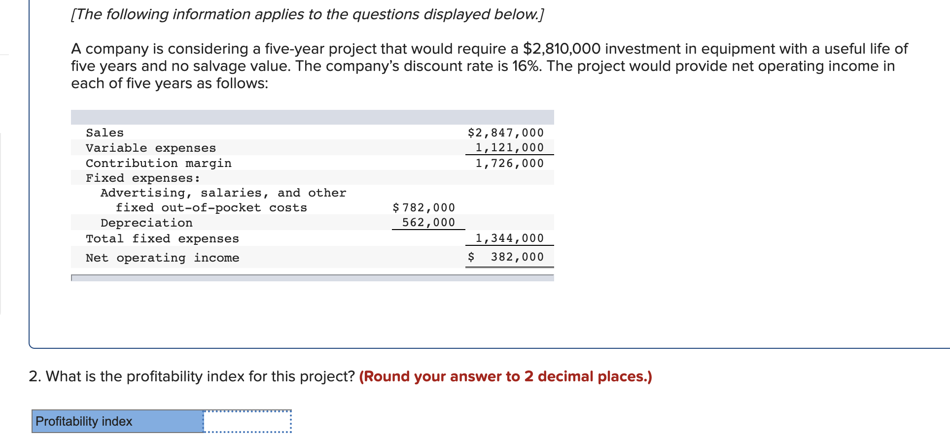The Following Information Applies To The Questions Displayed Below A Company Is Considering A Five Year Project That 1