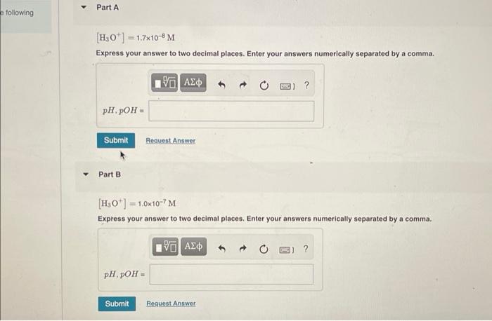 E Following Part A H 0 1 7x10 8 M Express Your Answer To Two Decimal Places Enter Your Answers Numerically Separate 1