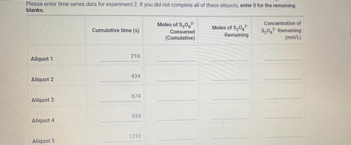 10 19 1 Prepare Two Flasks For Each Experiment Table Rr 1 Using The Stock Solutions Table Rr 2 Remember To Include 3