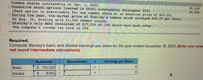 Check My Work Exercise 19 20 Algo Eps Shares Issued Stock Options Lo19 6 19 7 19 8 19 9 Stanley Department Stor 2