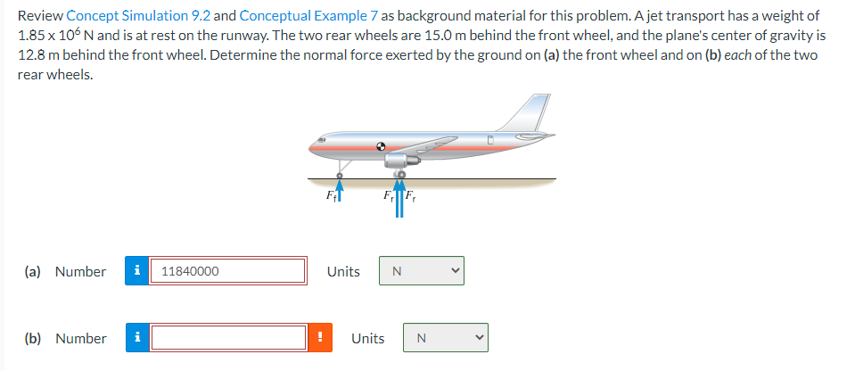 Review Concept Simulation 9 2 And Conceptual Example 7 As Background Material For This Problem A Jet Transport Has A We 1