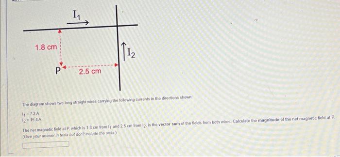 1 8 Cm P 1 2 5 Cm 11 The Diagram Shows Two Long Straight Wires Carrying The Following Currents In The Directions Show 1