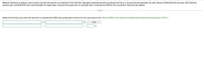 Malkind Hardware Is Adding A New Product Line That Will Require An Investment Of 1 454 000 Managers Estimate That This 1