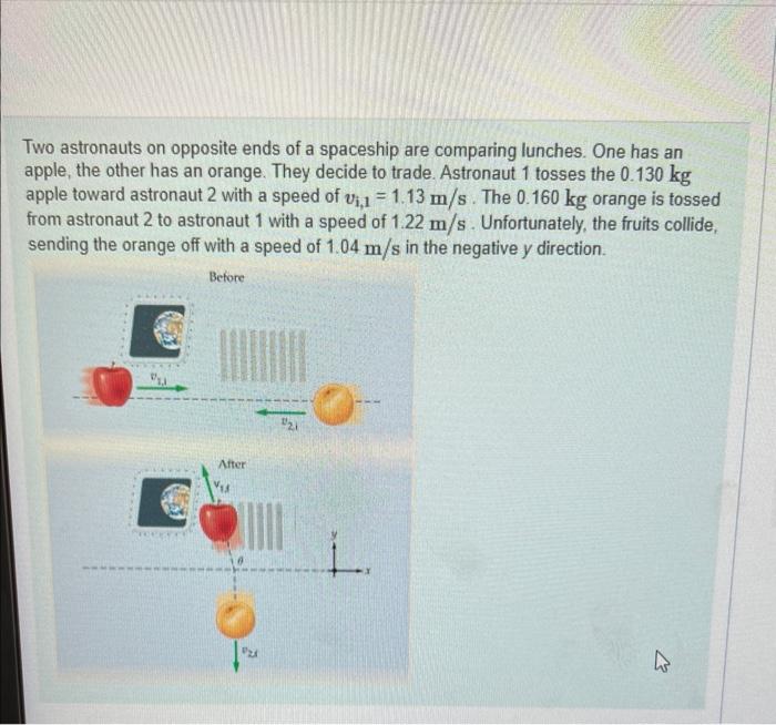 Two Astronauts On Opposite Ends Of A Spaceship Are Comparing Lunches One Has An Apple The Other Has An Orange They De 1