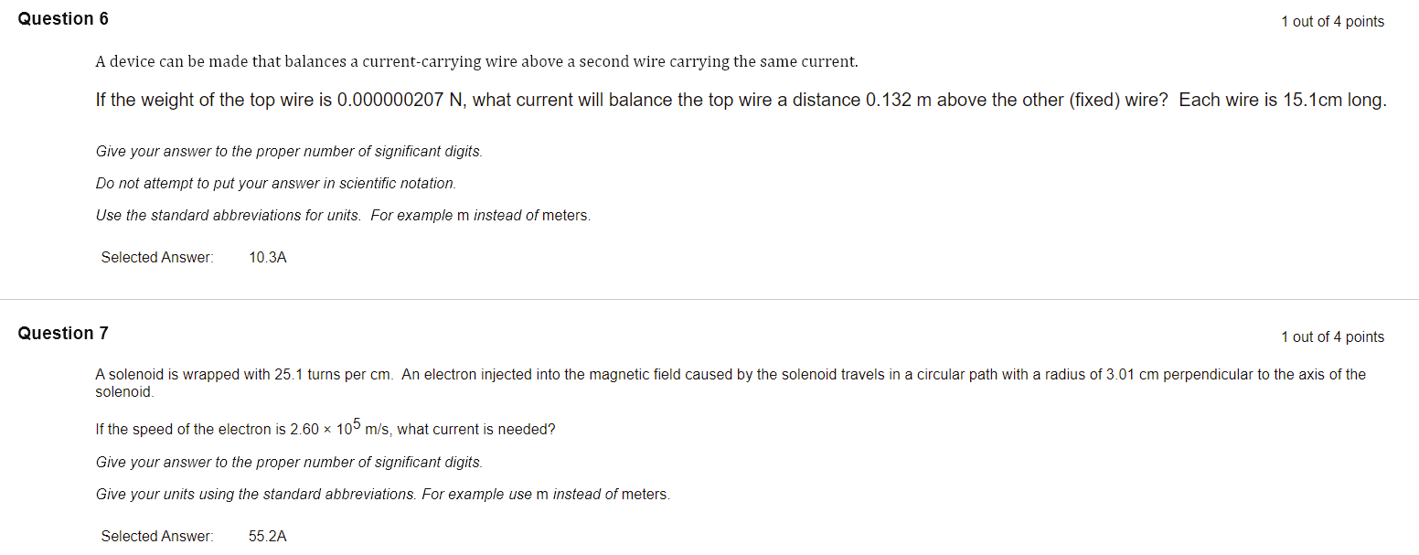 Question 6 A Device Can Be Made That Balances A Current Carrying Wire Above A Second Wire Carrying The Same Current If 1