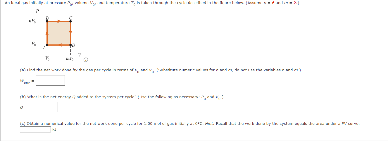 An Ideal Gas Initially At Pressure Po Volume V And Temperature To Is Taken Through The Cycle Described In The Figure B 1