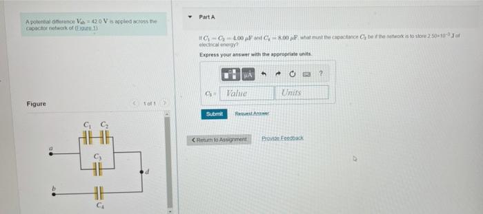 A Potential Difference Vah 420 V Is Applied Across The Capactor Network Of Eigure 1 Figure C C 13 T 17 10f1 D Pa 1