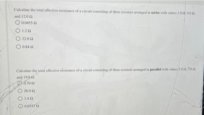Calculate The Total Effective Resistance Of A Circuit Consisting Of Three Resistors Arranged In Series With Values 1 052 1
