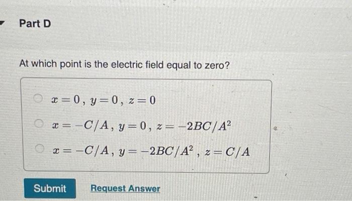 In A Certain Region Of Space The Electric Potential Is V X Y Z Axy Bx Cy Where A B And Care Positive Cons 3