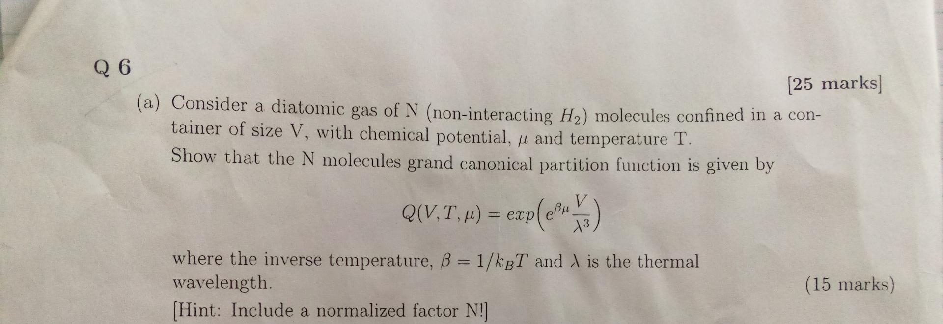 This Question Is Under Statistical Mechanics I Posted The Same Question And Was Given A Solution That Does Not Relate 1