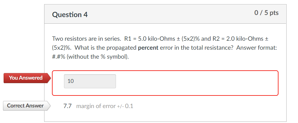 You Answered Correct Answer Question 4 Two Resistors Are In Series R1 5 0 Kilo Ohms 5x2 And R2 2 0 Kilo Ohms 1