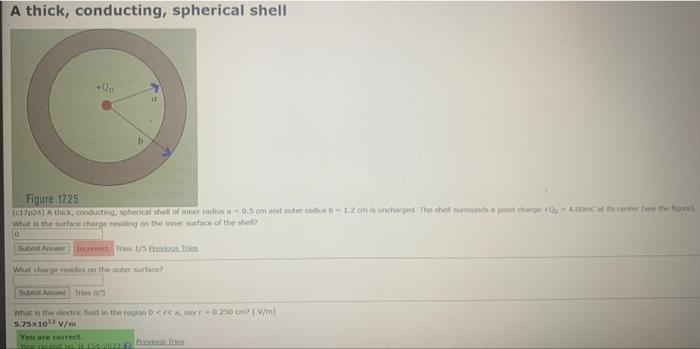 A Thick Conducting Spherical Shell Qo C Figure 17 25 C17p24 A Thick Conducting Spherical Shell Of Inner Radius A 2