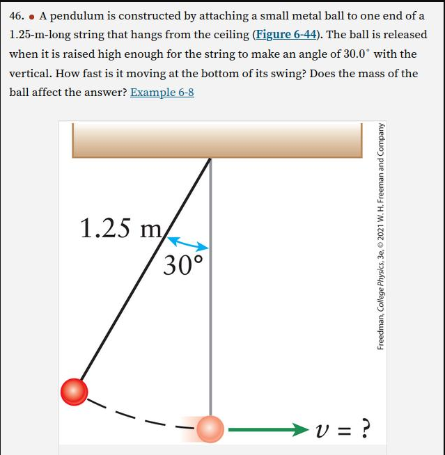 46 A Pendulum Is Constructed By Attaching A Small Metal Ball To One End Of A 1 25 M Long String That Hangs From The C 1